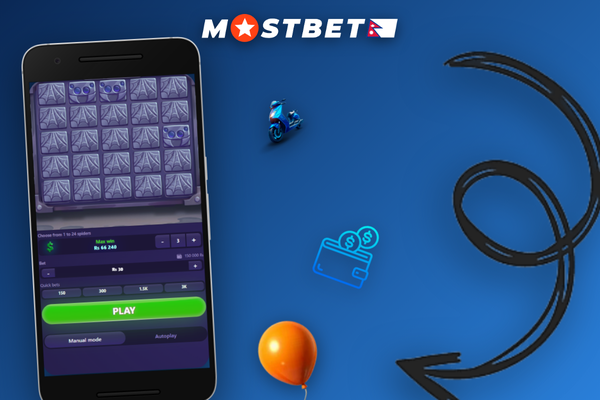 Mostbet Mines mobile app in portrait mode with cash-out button and multiplier clearly visible